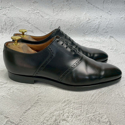 【良品 リフト交換済み】CROCKETT&JONES クロケットアンドジョーンズ MEDWAY メドウェイ プレーン 内羽根 サドル ブローグ UK8 / 26.5cm【W3357】