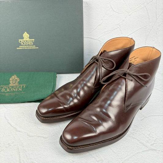 【美品】Crockett&Jones クロケットアンドジョーンズ TETBURY テッドベリー チャッカブーツ 濃茶 7.5E / 26cm [W3267]