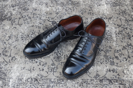 【良品】Allen Edmonds アレンエドモンズ Park Avenue パークアベニュー ストレート 内羽根 6アイレット 黒 ブラック US8.5 / 26.5cm相当【W3375】