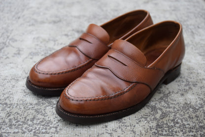 【オールソール済み】CROCKETT&JONES クロケット＆ジョーンズ Full Saddle フルサドル コインローファー 茶 ブラウン UK8 / 26.5cm【W3557】