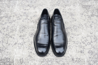 Excellent condition Church's Sidegoa semi-square plain low-top black sandals, size 80F, UK8, 26.5cm (W3419).