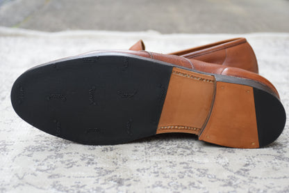 【オールソール済み】CROCKETT&JONES クロケット＆ジョーンズ Full Saddle フルサドル コインローファー 茶 ブラウン UK8 / 26.5cm【W3557】