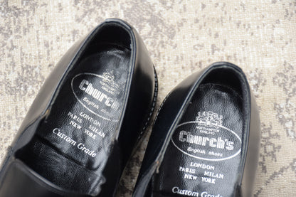 Excellent condition Church's Sidegoa semi-square plain low-top black sandals, size 80F, UK8, 26.5cm (W3419).