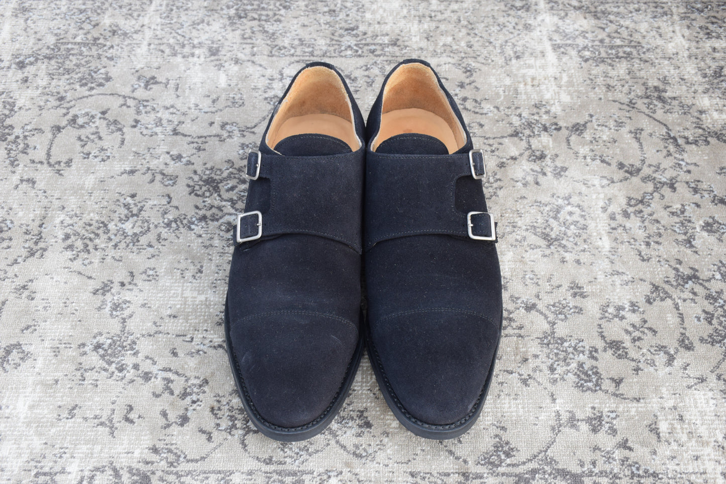 【美品】Berwick バーウィック 1168 Double Monk Strap ダブルモンクストラップ スエード 黒 ブラック UK8 / 27cm【W3390】