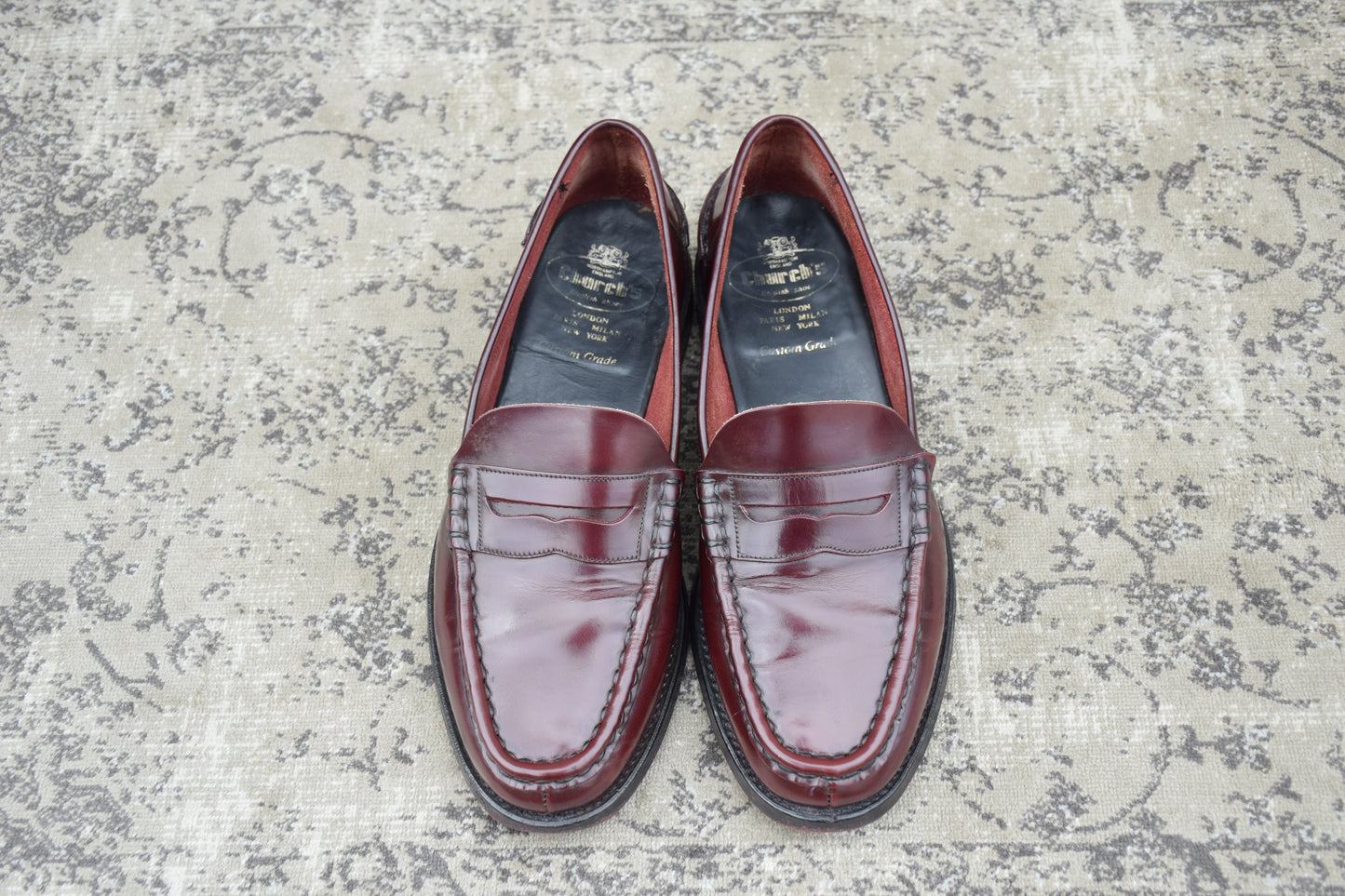 Church's チャーチ 4都市 Coin Loafer コインローファー ビーフロール 赤茶 バーガンディー UK8.5F / 27.0cm相当【W3559】