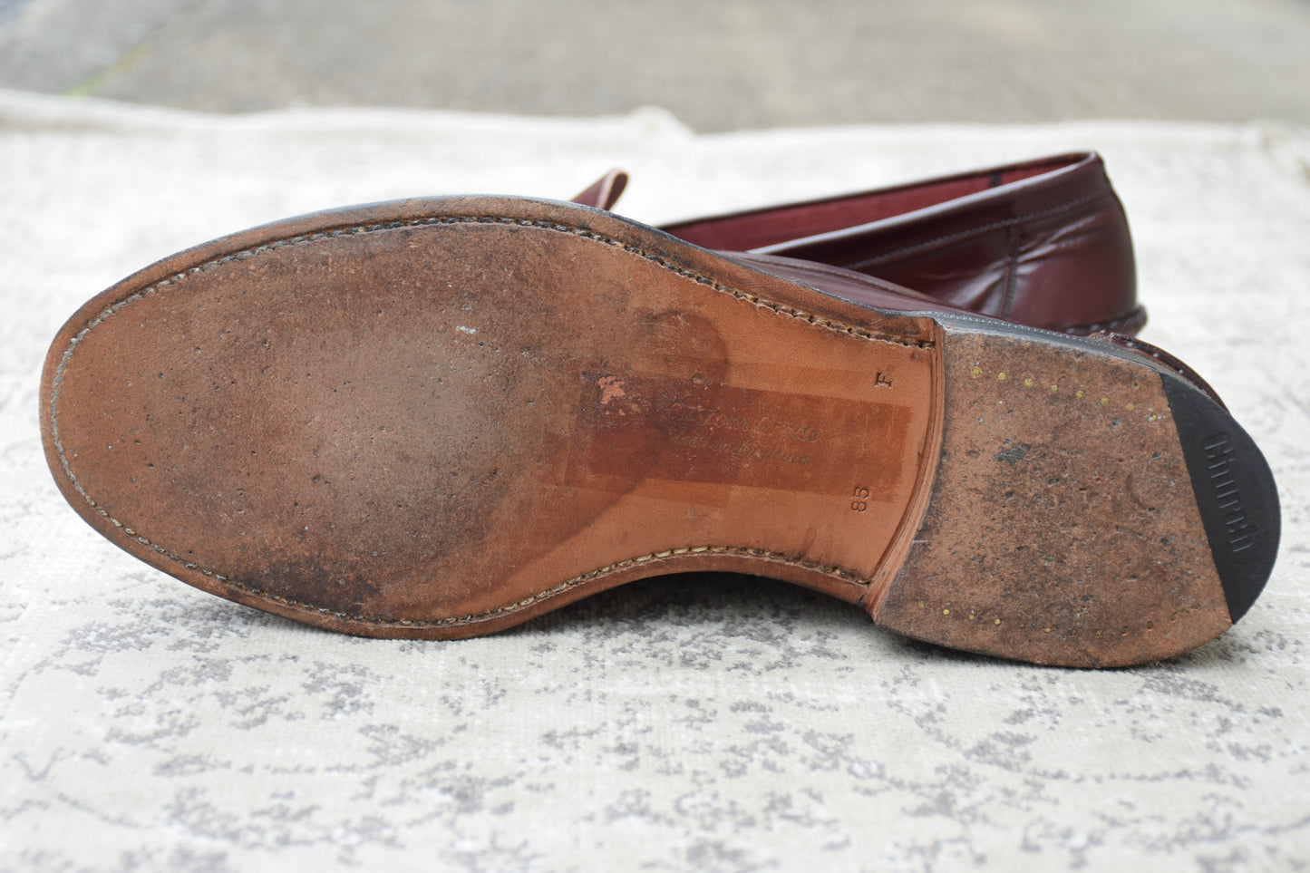 Church's チャーチ 4都市 Coin Loafer コインローファー ビーフロール 赤茶 バーガンディー UK8.5F / 27.0cm相当【W3559】