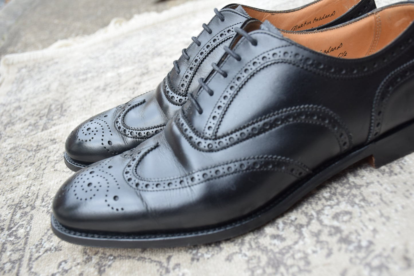 Excellent condition: Joseph Cheaney &amp; Sons ARTHUR III brogue boots in black, UK size 6.5, 25.0-25.5cm (W3421).