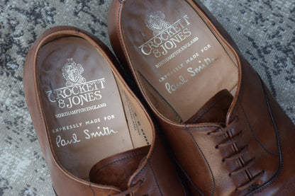 Crockett&Jones クロケットアンドジョーンズ Paul Smith ポール・スミス別注 Hallam ハラム ストレート 内羽根 茶 ブラウン UK8 / 26.5cm相当【W3378】