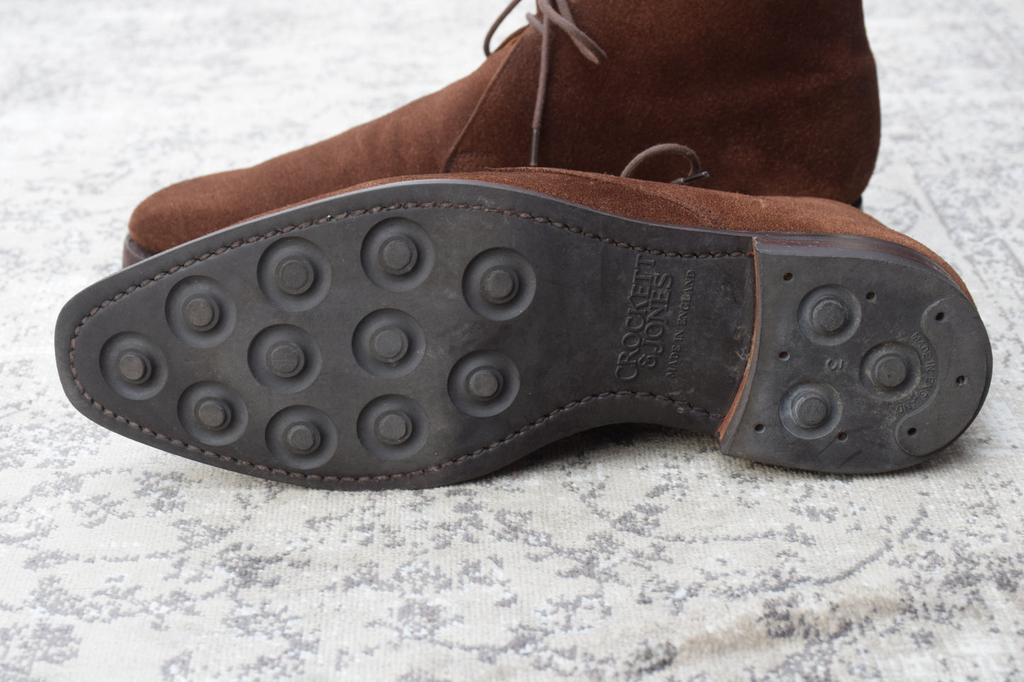 【美品】Crockett&Jones クロケットアンドジョーンズ Tetbury テットベリー チャッカブーツ スエード 茶 ブラウン UK5.5 / 24.0cm【W3392】