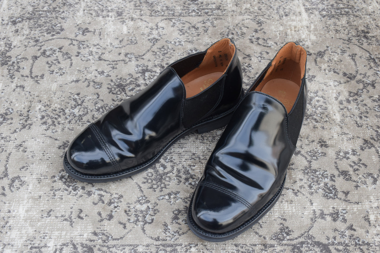 【美品】SANDERS サンダース 1629B MILITARY CAP TOE SHORT CHELSEA ミリタリー キャップトゥ サイドゴアブーツ ダイナイトソール 黒 ブラック UK5 / 24～24.5cm【W3393】