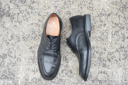 【美品】SANDERS サンダース 1184BG U-Tip Shoe Uチップ 外羽根 グレインレザー ミリタリー ダービー黒 ブラック UK8.5 / 27.0cm【Ｗ3561】