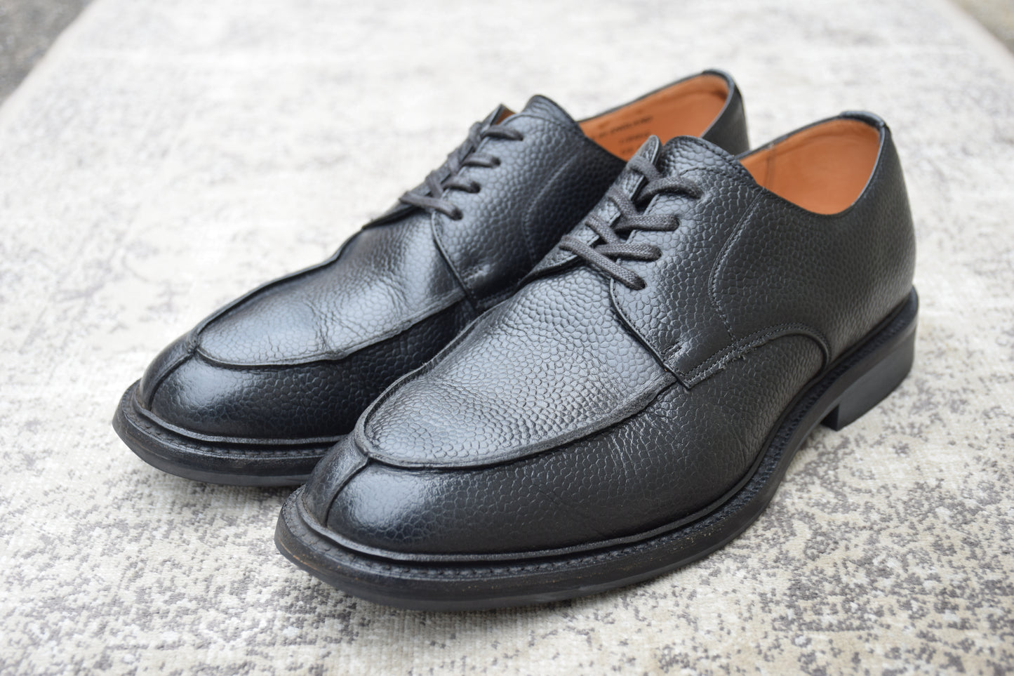 【美品】SANDERS サンダース 1184BG U-Tip Shoe Uチップ 外羽根 グレインレザー ミリタリー ダービー黒 ブラック UK8.5 / 27.0cm【Ｗ3561】