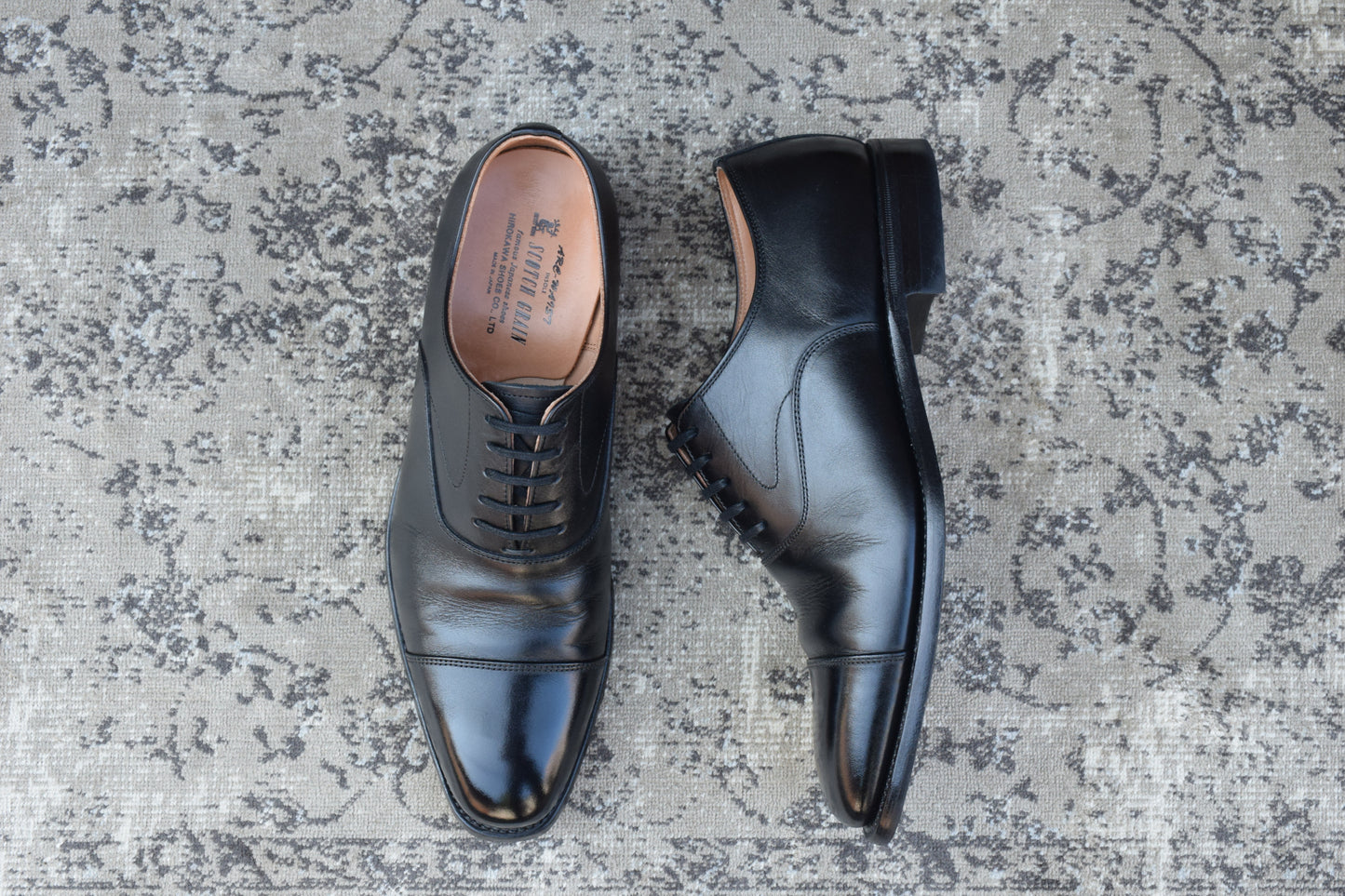 【美品】SCOTCH GRAIN スコッチグレイン 03604 ストレート 内羽根 スクエアトゥ 黒 ブラック 24.0cm【W3379】