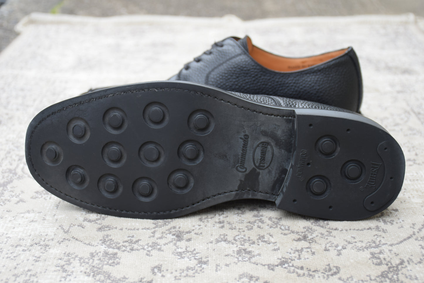 【美品】SANDERS サンダース 1184BG U-Tip Shoe Uチップ 外羽根 グレインレザー ミリタリー ダービー黒 ブラック UK8.5 / 27.0cm【Ｗ3561】
