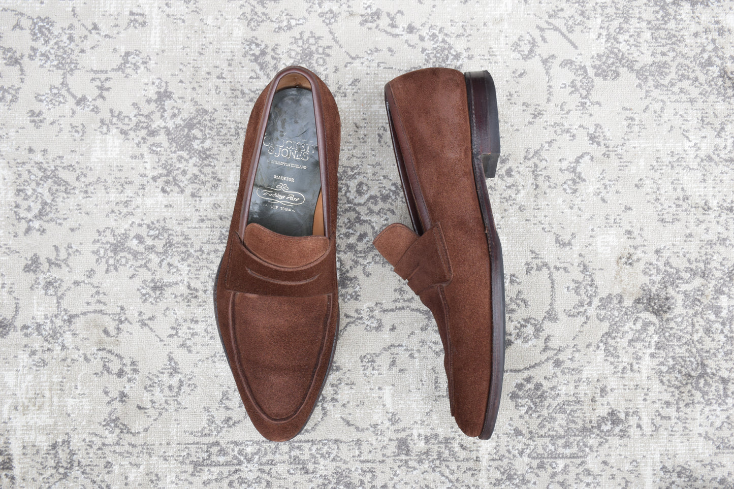 【良品】Crockett&Jones / クロケットアンドジョーンズ BRAMWELL / ブラムウェル コインローファー スエード 濃茶 ブラウン UK7 / 25.5cm【W3422】