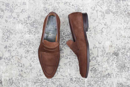 【良品】Crockett&Jones / クロケットアンドジョーンズ BRAMWELL / ブラムウェル コインローファー スエード 濃茶 ブラウン UK7 / 25.5cm【W3422】