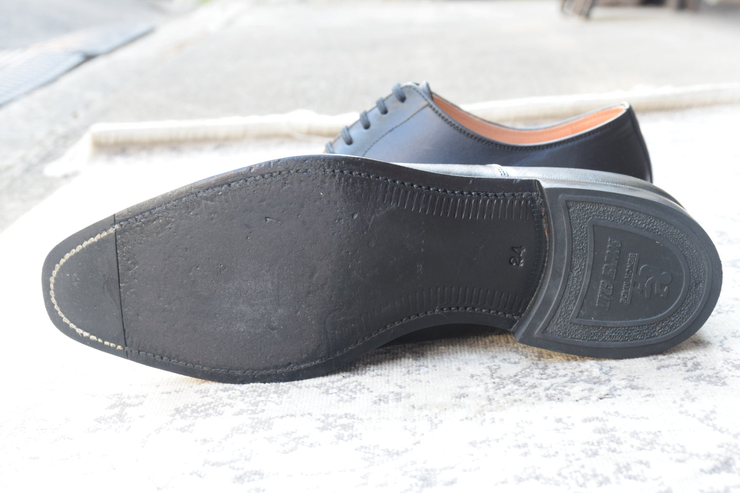 【美品】SCOTCH GRAIN スコッチグレイン 03604 ストレート 内羽根 スクエアトゥ 黒 ブラック 24.0cm【W3379】