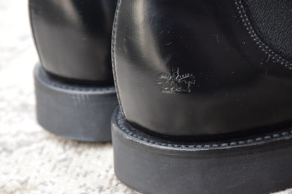 【美品】SANDERS サンダース 1629B MILITARY CAP TOE SHORT CHELSEA ミリタリー キャップトゥ サイドゴアブーツ ダイナイトソール 黒 ブラック UK5 / 24～24.5cm【W3393】