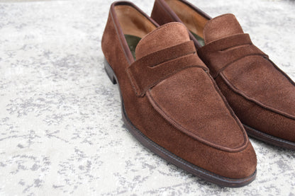 【良品】Crockett&Jones / クロケットアンドジョーンズ BRAMWELL / ブラムウェル コインローファー スエード 濃茶 ブラウン UK7 / 25.5cm【W3422】