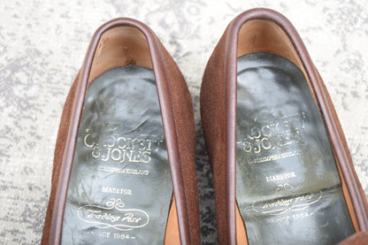 【良品】Crockett&Jones / クロケットアンドジョーンズ BRAMWELL / ブラムウェル コインローファー スエード 濃茶 ブラウン UK7 / 25.5cm【W3422】