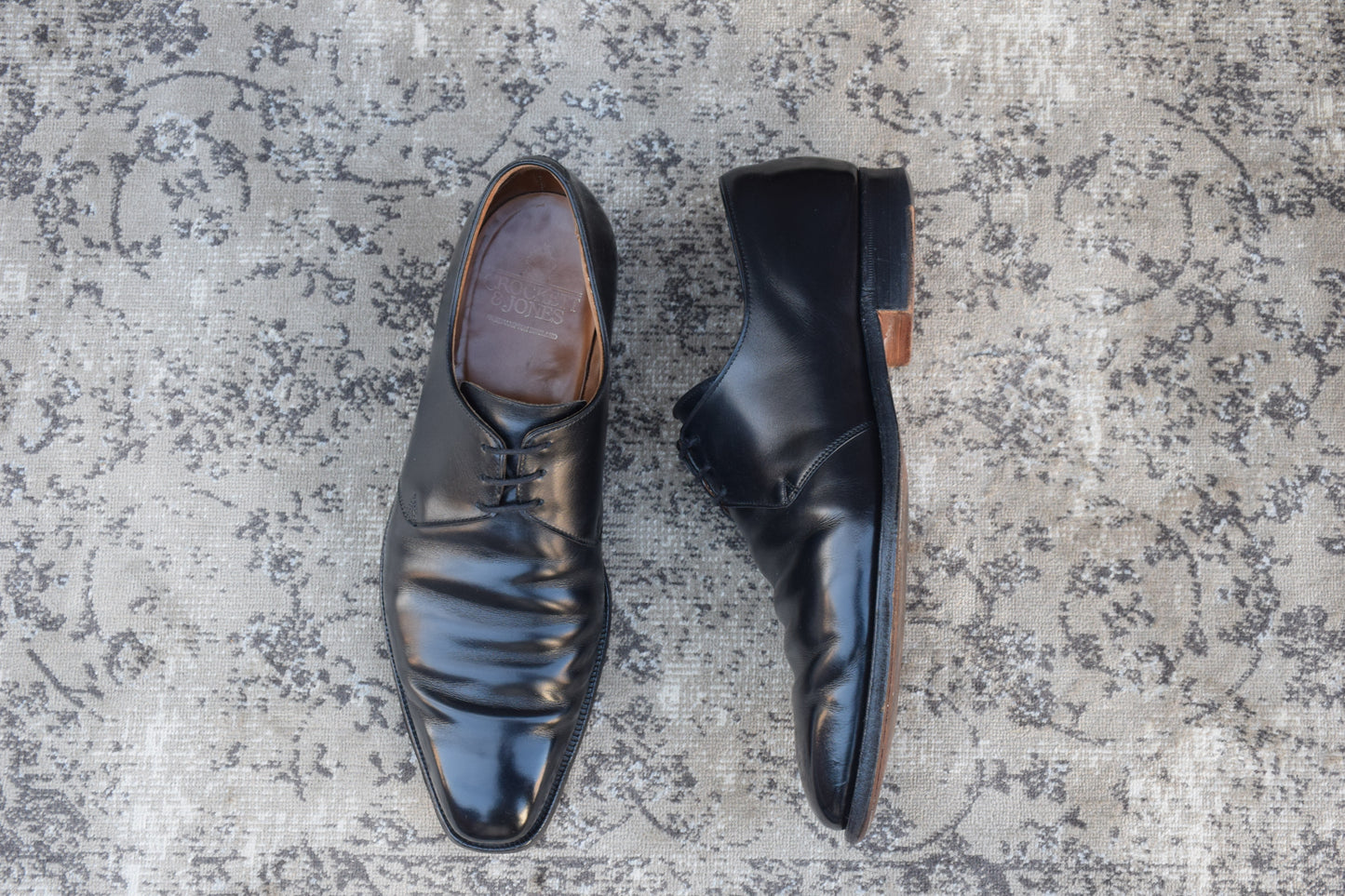 Crockett&Jones クロケットアンドジョーンズ HIGHBURY ハイバリー プレーン 外羽根 黒 ブラック UK7.5 / 26cm【W2720】