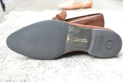 【良品】Crockett&Jones / クロケットアンドジョーンズ BRAMWELL / ブラムウェル コインローファー スエード 濃茶 ブラウン UK7 / 25.5cm【W3422】