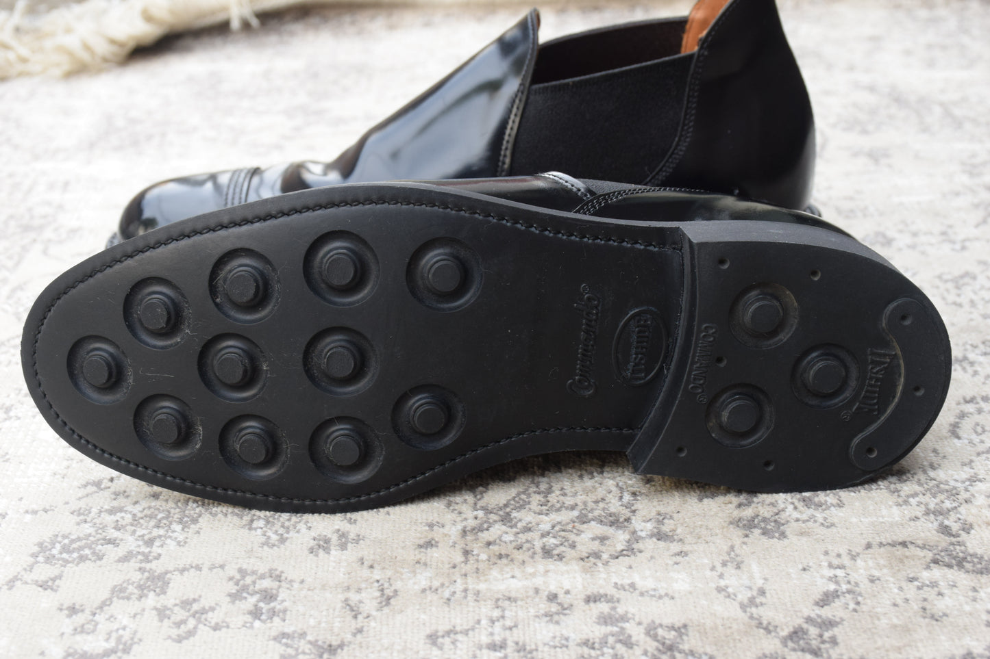 【美品】SANDERS サンダース 1629B MILITARY CAP TOE SHORT CHELSEA ミリタリー キャップトゥ サイドゴアブーツ ダイナイトソール 黒 ブラック UK5 / 24～24.5cm【W3393】