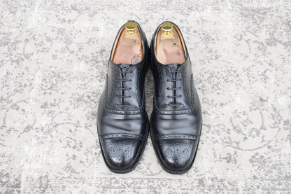 Church's Diplomat Full Brogue Straight Heel Boots with Inner Wings, Black, UK 7.5, Size 26cm (W3423) - Lift Replaced