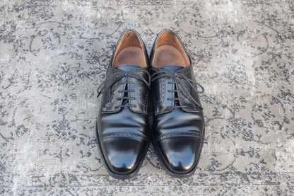 Crockett&Jones クロケットアンドジョーンズ YORK ヨーク パンチドキャップ 外羽根 黒 ブラック UK6 / 24.5cm【W2719】