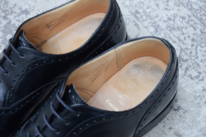 Church's Diplomat Full Brogue Straight Heel Boots with Inner Wings, Black, UK 7.5, Size 26cm (W3423) - Lift Replaced