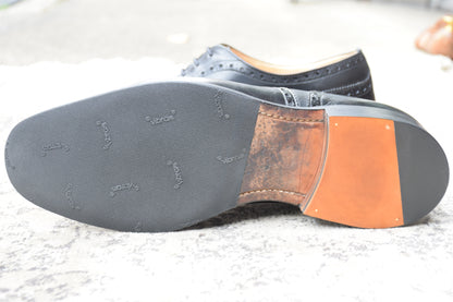 Church's Diplomat Full Brogue Straight Heel Boots with Inner Wings, Black, UK 7.5, Size 26cm (W3423) - Lift Replaced