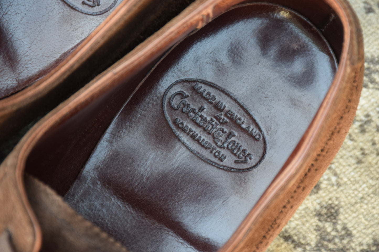 【良品】Crockett&Jones クロケットアンドジョーンズ ハンドグレードライン パンチドキャップ 内羽根 スエード 濃茶 ブラウン UK7.5 / 26cm【W2656】