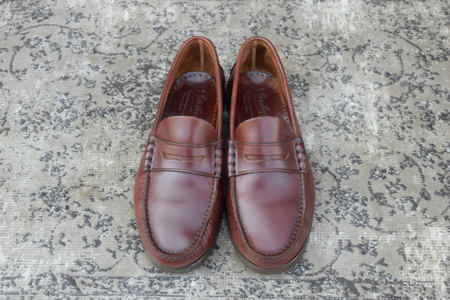 【美品】Paraboot パラブーツ Coraux コロー コインローファー ビーフロール マリンソール 茶 ブラウン UK6 / 24.5cm【W3381】