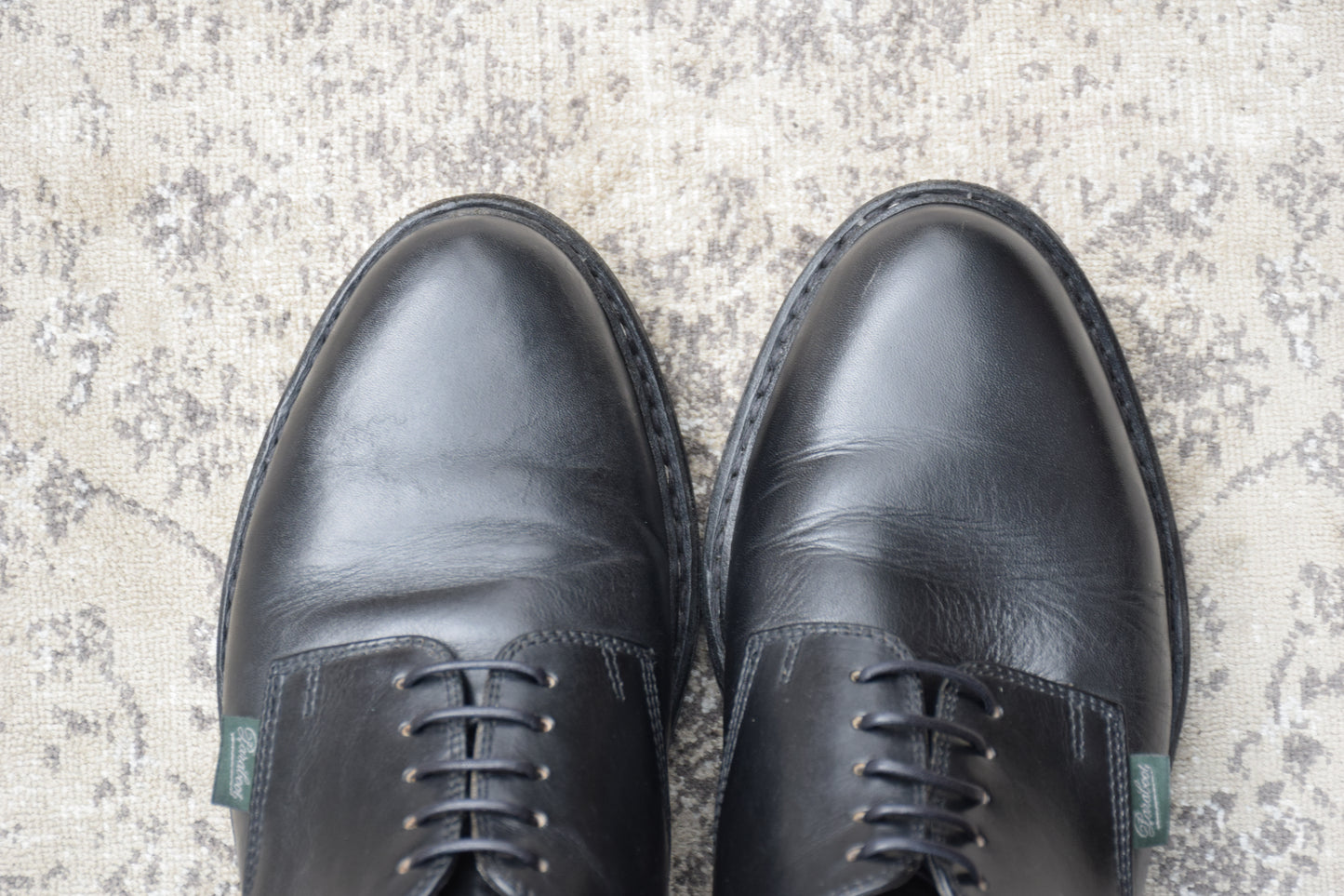 Paraboot ARLES Plain Wingtip Service Shoes, Black, Size UK7.5 (W3424), Size 26cm (W3424) - Sole Repaired