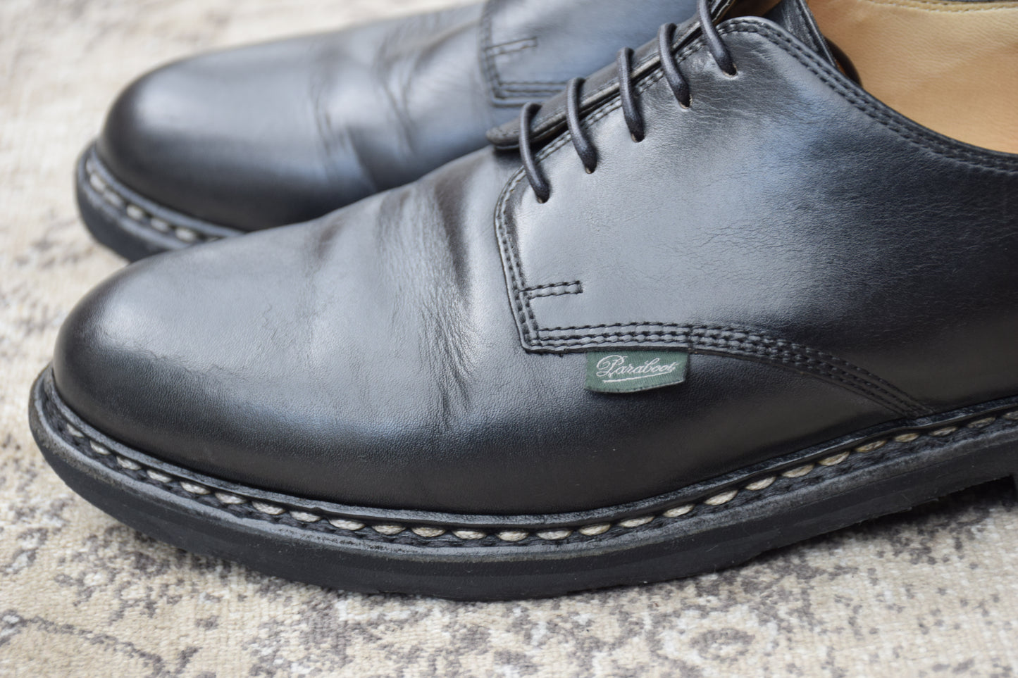 Paraboot ARLES Plain Wingtip Service Shoes, Black, Size UK7.5 (W3424), Size 26cm (W3424) - Sole Repaired