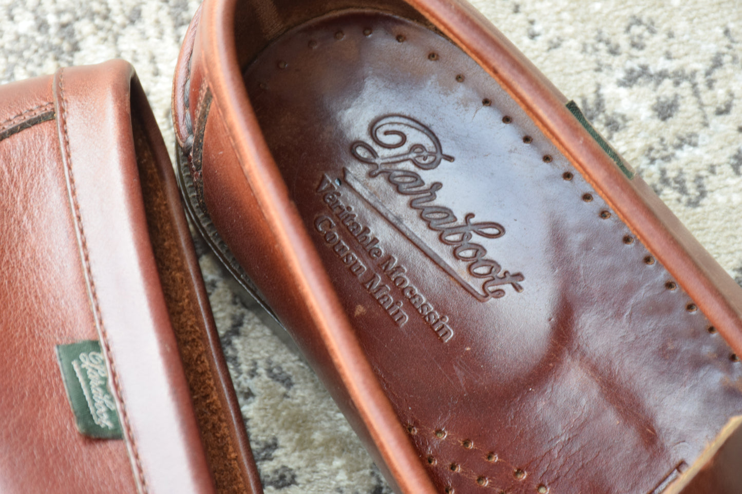 【美品】Paraboot パラブーツ Coraux コロー コインローファー ビーフロール マリンソール 茶 ブラウン UK6 / 24.5cm【W3381】