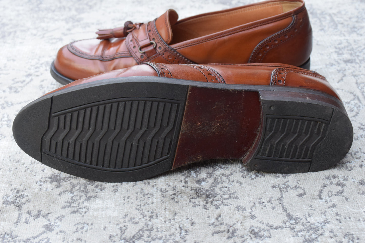 Yves Saint Laurent イヴ・サンローラン タッセルローファー サドル ブローグ 茶 ブラウン 25cm EEE【W3396】