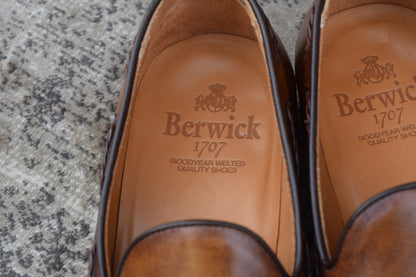 【美品】Berwick バーウィック 4340 タッセルローファー レザーソール 茶 ブラウン UK5.5 / 24.5cm【W3397】