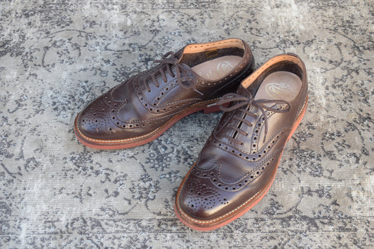【美品】Church's チャーチ DOWNTOWN ダウンタウン ウイング 外羽根 メダリオンフルブローグ 茶 ブラウン UK7.5 / 26.0cm【W2460】