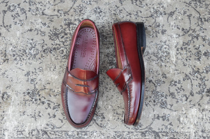 【美品】G.H.BASS ジーエイチバス Logan ローガン ハーフサドル コインローファー 赤茶 バーガンディ 90年代 USA製 US8 / 26.0cm【W3383】