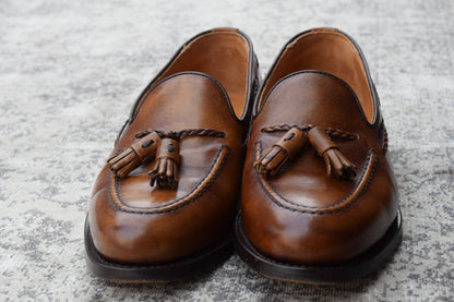 【美品】Berwick バーウィック 4340 タッセルローファー レザーソール 茶 ブラウン UK5.5 / 24.5cm【W3397】