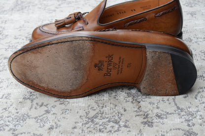 【美品】Berwick バーウィック 4340 タッセルローファー レザーソール 茶 ブラウン UK5.5 / 24.5cm【W3397】