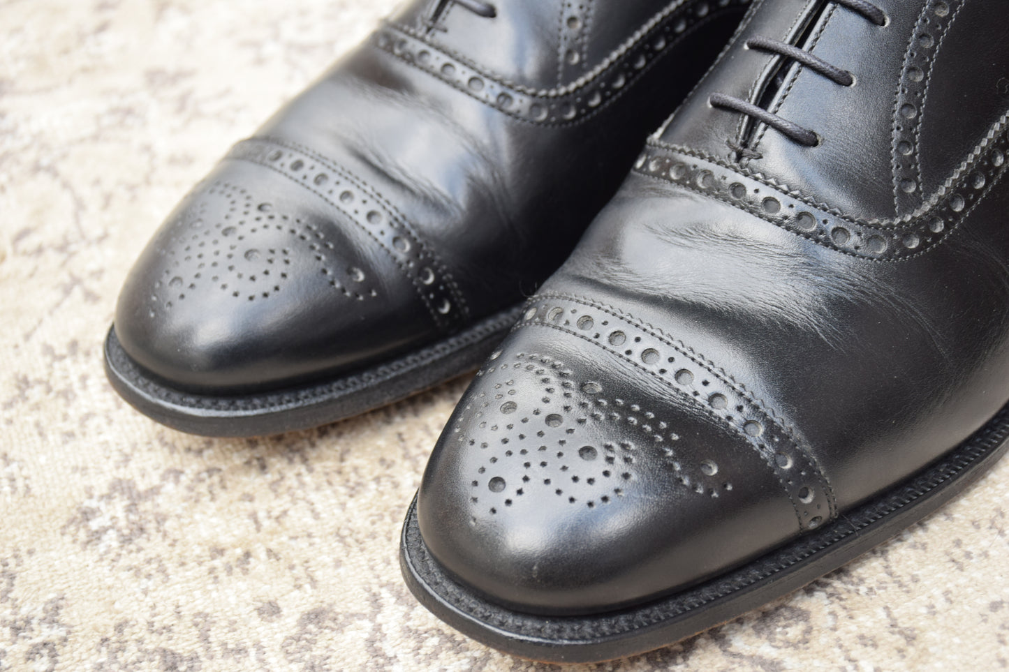 Church's 4 Cities Diplomat Full Brogue Straight Heel Boots in Black, Size UK8, 26.5cm (W3426)