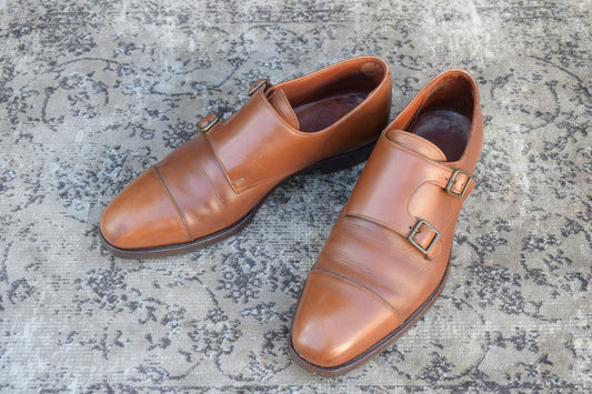 Crockett&Jones クロケットアンドジョーンズ CADOGAN カドガン ダブルモンクストラップ ストレート 茶 ブラウン UK6.5 / 25cm【W2456】