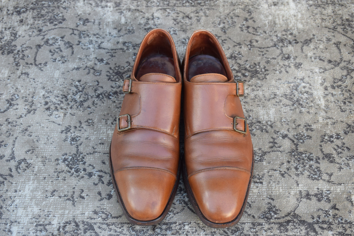 Crockett&Jones クロケットアンドジョーンズ CADOGAN カドガン ダブルモンクストラップ ストレート 茶 ブラウン UK6.5 / 25cm【W2456】