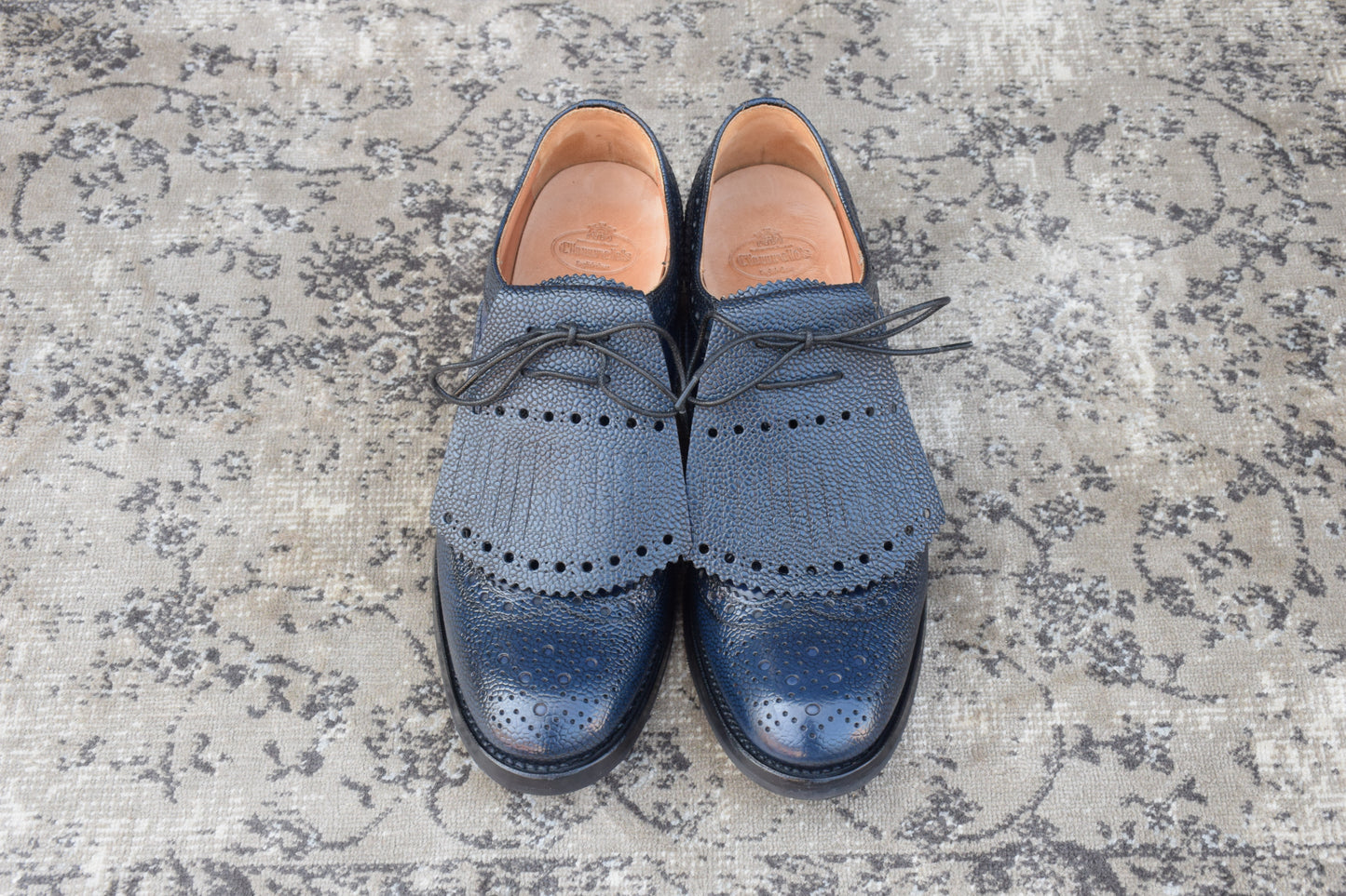 【極美品】Church’s チャーチ Constance R コンスタンス ウイング 内羽根 キルト 紺 ネイビー EU36 / 23〜23.5cm【W3385】