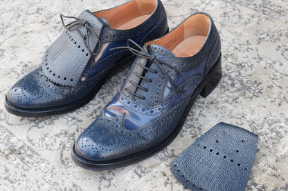 【極美品】Church’s チャーチ Constance R コンスタンス ウイング 内羽根 キルト 紺 ネイビー EU36 / 23〜23.5cm【W3385】