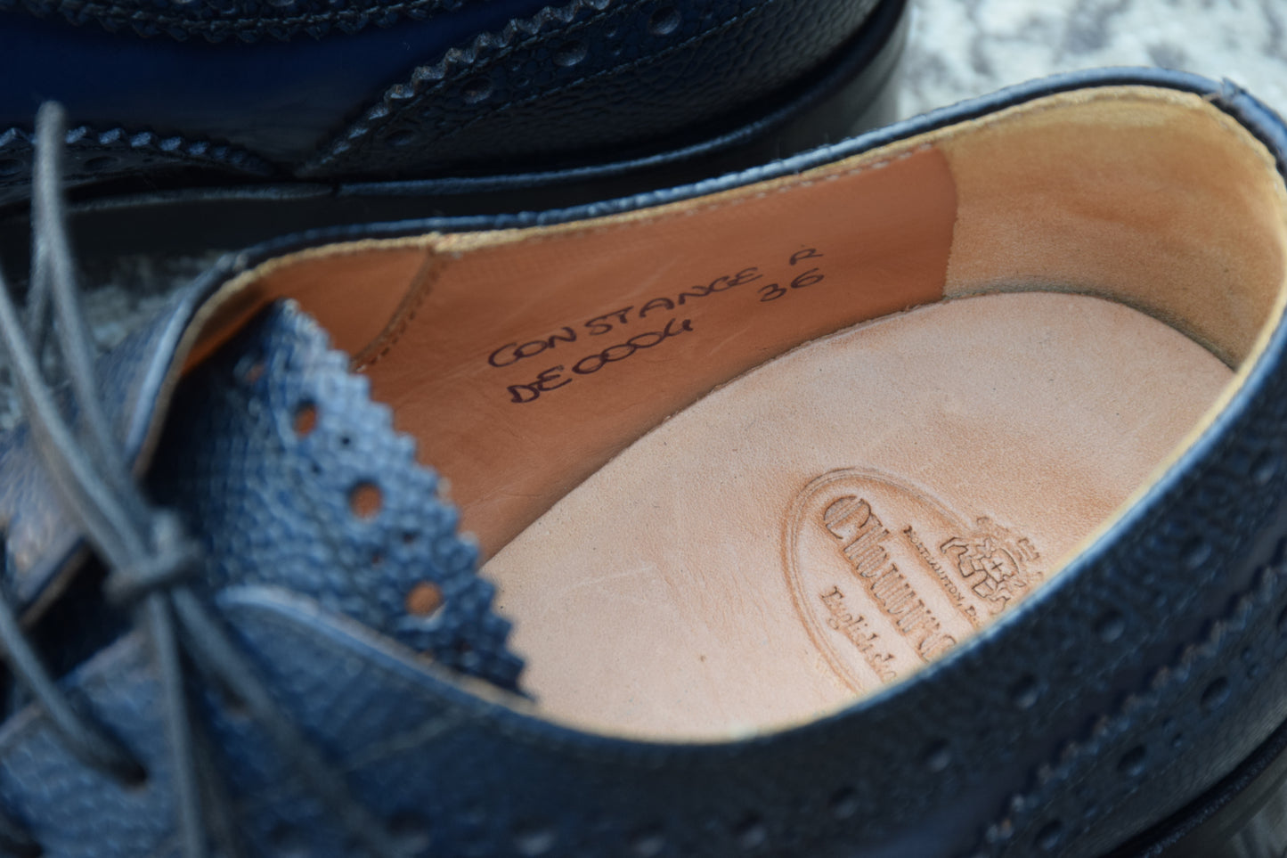 【極美品】Church’s チャーチ Constance R コンスタンス ウイング 内羽根 キルト 紺 ネイビー EU36 / 23〜23.5cm【W3385】