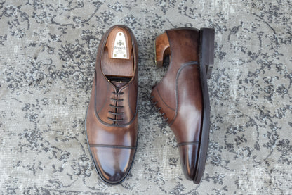 【極美品】Berwick バーウィック 5224 SIVI ストレート 内羽根 アンティーク調 茶 ダークブラウンUK6 / 25.5cm【W3386】