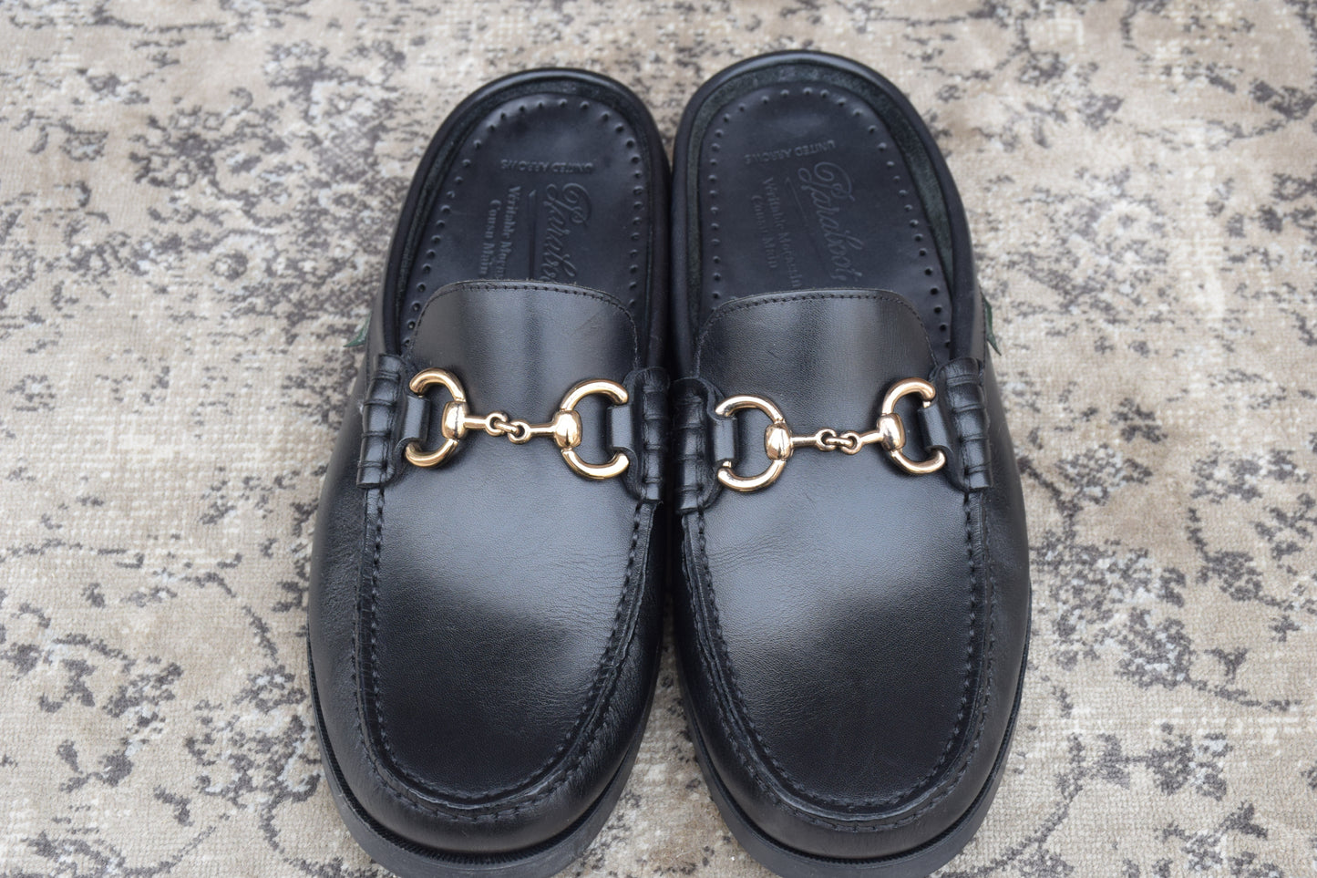 【極美品】Paraboot パラブーツ BAHAMAS MORS バハマ モールス ビットローファー スリッパ 黒 ブラック UK6.5 / 25cm【W3401】